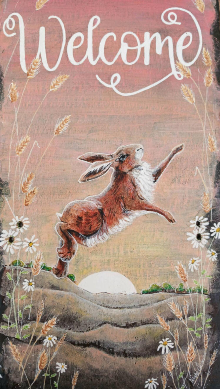 'The Happy Hare' Welcome Sign